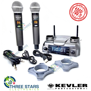 Kevler Professional RCM - 77 Dual UHF Rechargable wireless microphone Inductive Charging Easy to Sync and Operate karaoke videoke kevler wireless mic jbl