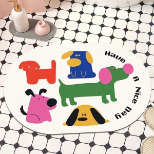 [ลายสัตว์ น่ารัก] พรมเช็ดเท้านวัตกรรมญี่ปุ่น ซับน้ำดี แห้งไว หนาถึง 3.5 มม. พรมไดอะตอมไมต์ นุ่มเท้า ตรงปก ของแท้100%