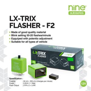 LUXIMOS FLASHER SEIN LED LX-TRIX F2 SETELAN ATAS TINGGAL PUTAR Waterproof IP67 DC 12V 21W x 2 + 3.4W untuk Semua Motor