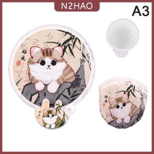 N2HAO Phim Hoạt Hình Di Động Gấp Fan Hâm Mộ Kawaii Sáng Tạo Có Thể Gập Lại Fan Hâm Mộ Mùa Hè Mát Mẻ Tay Bay Đĩa Túi Vải Fan Quà Tặng Cho Trẻ Em