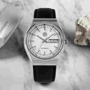 SAN MARTIN SN0102-G Seagull Automatic White Dial 37mm 5ATM Mens Dress Watch