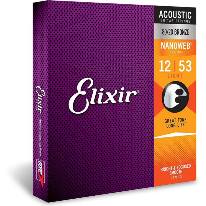 Elixir Acoustic string 80/20 Nano Custom Light Elixir Strings Bronze