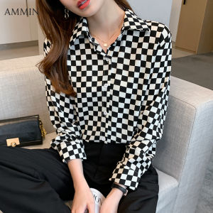 AMMIN summer new style ladies style short-sleeve lace lace chiffon shirt Korean style square collar lace stitching bubble sleeve embroidered chiffon Tops
