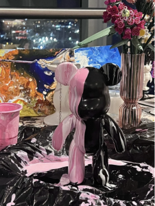 DIY Fluid Bear Sculpture Handmade Parent-child Toy Fluid Violent Bear 23CM Graffiti Painting Bearbrick Doll Toy Gift Ornaments