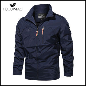 Fuguiniao Men S City Walking Rain Jacket เสื้อโค้ทกันลมซิปเต็มเสื้อแจ็คเก็ตสำหรับกิจกรรมกลางแจ้ง