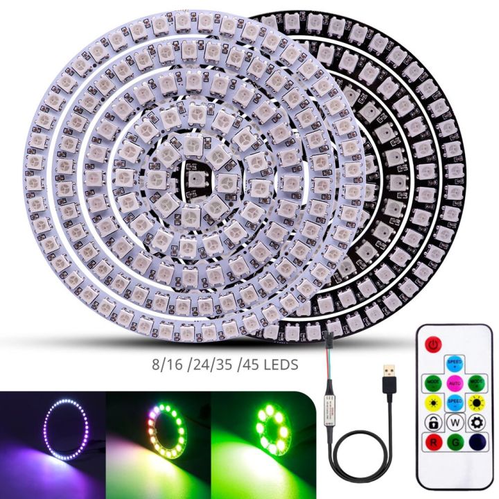 Ws B Dc V Led Pixel Ring Individul Addressabie Ring White And Black