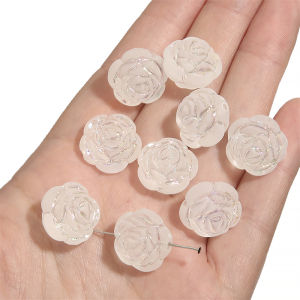 ลูกปัดสีขาวฝ้าเพดานอะคริลิค10-50ชิ้นเสน่ห์ดอกทิวลิปผีเสื้อลูกปัดทรงกลมสำหรับสร้อยข้อมือต่างหูเครื่องประดับ DIY การทำหัตถกรรม