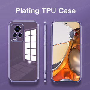 NIWINEE หรูหราชุบตรงสแควร์ขอบใส TPU Soft กรณีโทรศัพท์สำหรับ VIVO V20 Pro 5กรัม V20 NFC V20 2021 V20 SE ล้างโทรศัพท์ปกคลุมด้วยเต็มเลนส์ Carema คุ้มครองปลอกกรณีขายร้อน