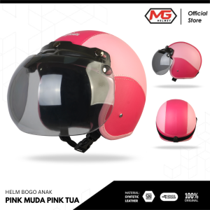 HELM BOGO RETRO ANAK 2 3 4 5 6 7 TAHUN POLOS FULL KULIT VISOR KACA CEMBUNG LAKI LAKI PEREMPUAN