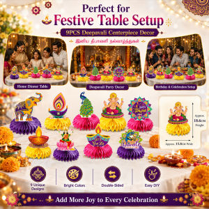 【24H SHIP】9PCS Deepavali Tabletop Decor Honeycomb Centerpiece Diwali Festival Party Home Decoration