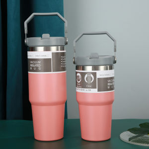 Lightweight Thermos Cups Large Capacity Stainless With Straw Insulation Cup Super Long Duration Insulation Water Cups Cars And Offices Anti-skid And Wear-resistant Coffee Cups