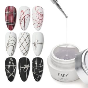 GAOY Spider Gel for Nail Art Black Elastic Painting UV Gel    Highly Pigmented Black No-Wipe Formula  for Line Design & Chrome Powder UV/LED  Required DIY Mani at Home