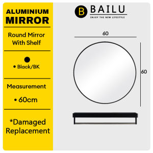 BAILU Round Mirror Bathroom Mirror Bedroom Mirror Aluminum Frame Dressing HD Wall Mirror 60 cm