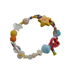 Fashion Colorful Star Bead Bracelet Handmade Elastic Cord Bracelet Cute Wristband Stackable Bracelets Summer