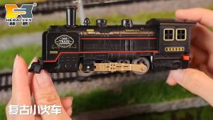 Oldlaiben Retro Steam Train Toy 5 Carriages Simulation High Speed Rail Track Model Railway Track Toy Kids Gift
