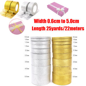 ริบบิ้นแฮนด์เมด25หลา22เมตรเมทัลลิมันวาวแต่งงานตกแต่งคริสต์มาส DIY สายรัดบัตรของขวัญ