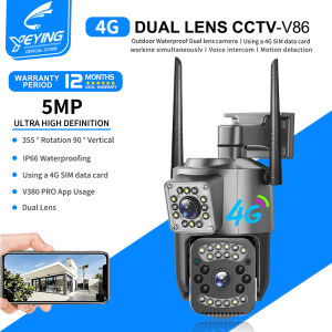 YEYING V380 pro CCTV Camera connect cellphone V86 4G Outdoor waterproof 5MP Dual Lens Wireless Two Way Audio cctv wifi connect 360 Home IP Security Cameras
