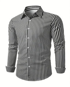 Striped Pattern Mens Long Sleeve Button Lapel Shirt Mens Spring and Autumn Casual Tops High Quality Soft Fabric Oversized 6XL