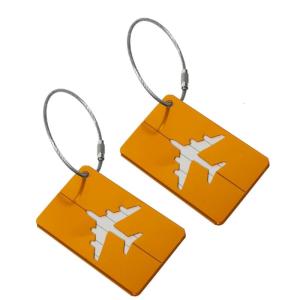 2 cái hình dạng máy bay túi kim loại nhãn nhôm hành lý hợp kim nhận dạng nhãn treo với antiloss Lanyard cho chuyến đi sử dụng