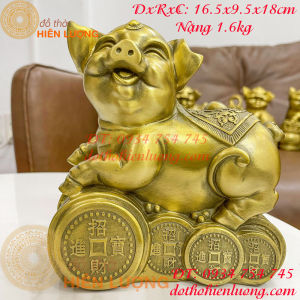 Tổng hợp tượng heo bằng đồng phong thủy cao 18cm nặng 1.5kg