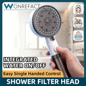 Premium High Pressure Shower Head with Replaceable Filter 1-Button Stop Water Saving Spa Massage Anti-Rust ABS Bathroom Accessories