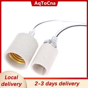 [COD] AqToCna Ship within 24 hours E14 E27 Ceramic Screw Lamp Holder LED Light Heat Resistant Adapter Home Use Round Socket For Bulb Base With Cable