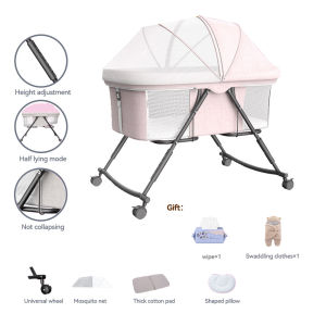 Foldable Newborn Baby Crib With Mosquito Stitching Big Bed  Removable With Mattress Mosquito Net Portable Crib