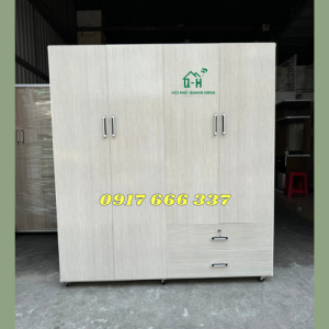TỦ QUẦN ÁO NHỰA 4 CÁNH LỚN MÀU SỒI KEM CHO GIA ĐÌNH - GIÁ RẺ TẠI XƯỞNG