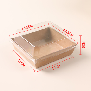 50PCS Square Sandwich Gift Box  Kraft Paper Cake Box Transparent Square Sandwich Box Packaging