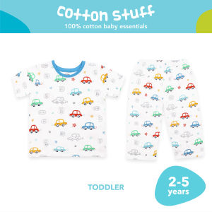 Cotton Stuff T-Shirt & Pajama Pants Set Moms Favorite - Boy | Soft 100% Cotton Baby Clothes | White | 2-5 Years