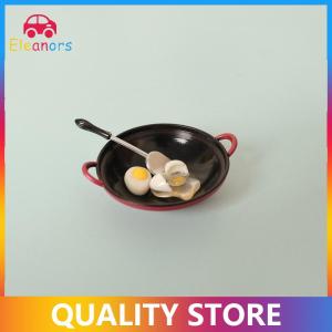 [Eleanor] 1:12 Dollhouse Simulation Egg Spatula Frying Pan Set Dollhouse Miniature Kitchen Cookware Accessories Dolls House Food Toys