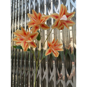 Hoa Ly Kép 4 Bông Cành Dài 80cm - Hoa Ly Giả Cao Cấp Cắm Cổng Cưới Bó Hoa Cô Dâu