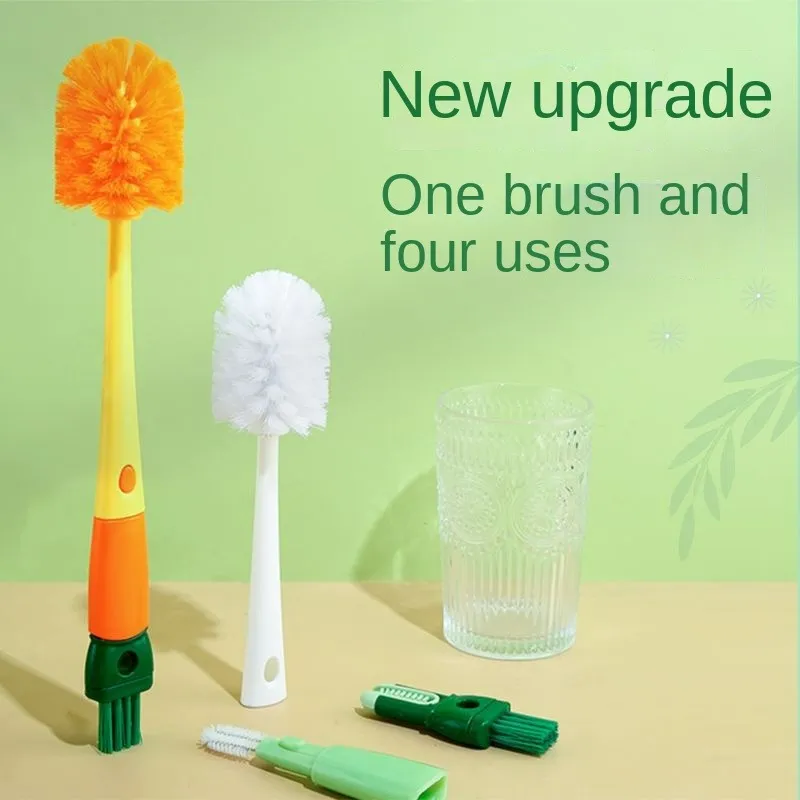 Glass & Water Bottle Brush Cleaner Set - Long Handle With Removable Head, Cleans Bottles, Straws, Cup Crevices - View #2