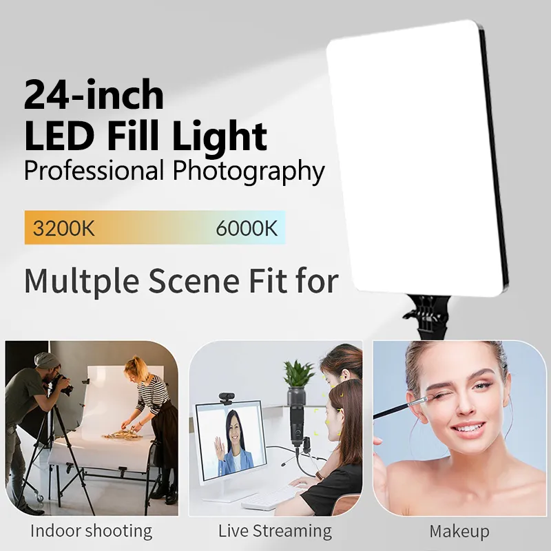 24 inch LED Video Fill Light Studio Pro Lighting Live Stand Tripod