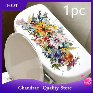 [Chandrae] Toilet Stickers Flower Stickers Bathroom Self-adhesive Painting Waterproof Stickers Toilet Cover Bathroom Walls Flower Stickers