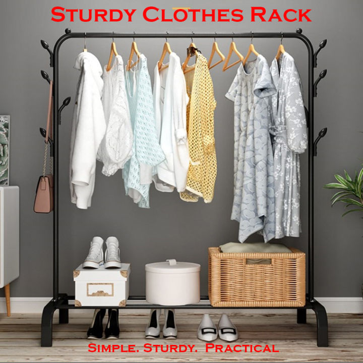 (SG STOCK) Sturdy Steel Pipe Clothes Rack Drying/ Clothing Stand / Coat ...