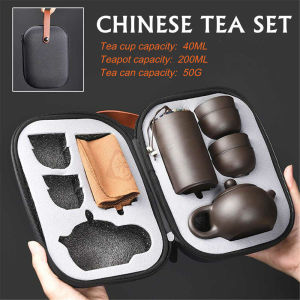 6Pcs/Set Chinese Classical Kung Fu Tea Set Outdoor Portable Travel  Porcelain Tea Sets Ceramic Purple Clay Kettle