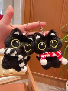 CuddleCove Black Cat Plush Keychain Cute Cartoon Kitten Dressed Doll Bag Pendant Keyring Backpack Charm Gift