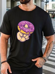 Mens Donut Pattern Summer Casual Crew Neck Short T-Shirt
