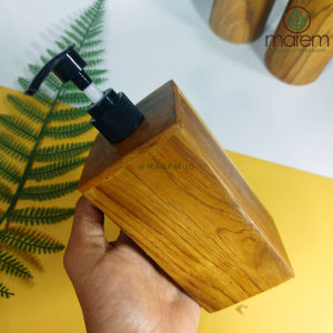 TEMPAT SABUN SHAMPO CAIR KAYU JATI | WOODEN SOAP DISPENSER 250ML