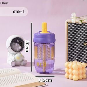 Plastic Portable Bubble Tea Beautiful Cups Transparent Simple Water Bottle Straw Cup Milk Mocha Coffee Drink Cup