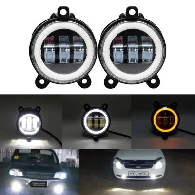 2X 60W Dual สี 4 นิ้ว LED ไฟตัดหมอกไฟตัดหมอกสำหรับ Dodge JEEP 2007 2008 FORD F-150 RANGER Isuzu D-MAX Nissan Navara D40 22 Pathfinder Patrol Toyota Hilux Revo DRL สำหรับรถจักรยานยนต์รถ Angel Eyes