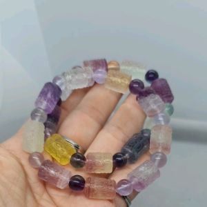 天然萤石手串 [桶珠回纹] 9mm [SS-FF-2022-104] Natural Fluorite Bracelet