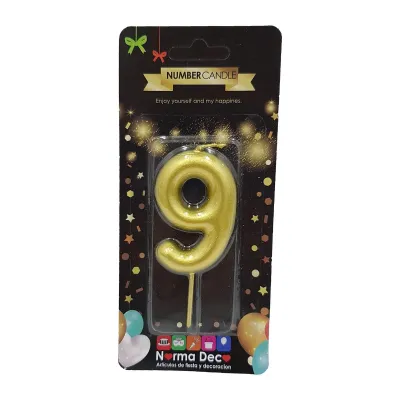CGS Shiny Number Candle (9) (Gold)