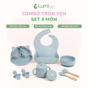 Combo ăn dặm Trọn Vẹn Lumicare - Set 6 món - Xanh dương