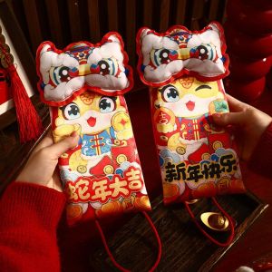 SUPERRR Traditional 2025 Snake Year Red Envelopes  Blessing New Year Lucky Money Bag Coin Purse Chinese Style Shoulder Pouch Spring Festival Supplies