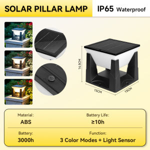 【Local shipping】 Solar Garden Pillar Light LED 4 color Outdoor Lamp Waterproof IP67 Gate Wall Lights Outdoor Pillar Light Lampu Pagar Automatic Sensor Warm White Post Lights Fence Post Garden lights Zero electricity bill all year round