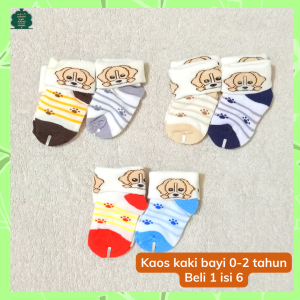 JUAL 6 PASANG Kaos Kaki Bayi Lipat Gambar Anjing Lucu 0-2 Tahun SenQi Mata Kaki Baby Socks Santosa Makmur GROSIR