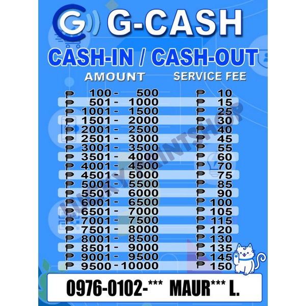 Gcash Cash Rates with Gcash Name & Number | Lazada PH