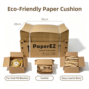 PaperEZ Fanfold Kraft Paper Roll Void Fill 400m Eco Friendly Biodegradable Heavy Duty Filler Paper for Packing Machine Bubble Wrap Alternative